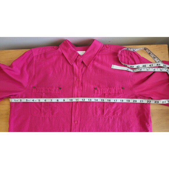 Chico's Button Up Blouse Fuscia Size 12 (Chico's Size 2) - Picture 4 of 4